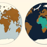 Quels arguments choisir pour comparer la projection Equal Earth à Mercator en IEP ? Planisphère en deux panneaux comparant visuellement une projection cylindrique conforme et une projection équivalente, avec l’Afrique et le Groenland mis en évidence.